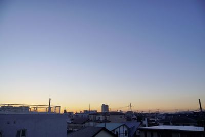 High angle view of cityscape against clear sky