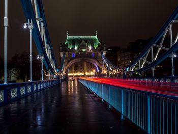 View of suspension bridge at night