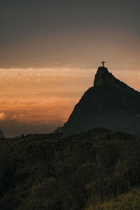 Scenic view of mountains against sky during sunset