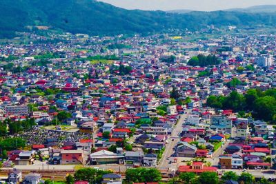 High angle shot of townscape