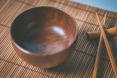 High angle view of coffee on table