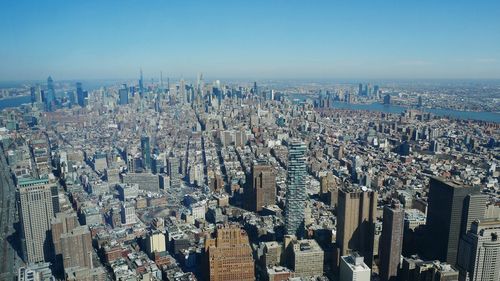 Aerial view of modern buildings in city