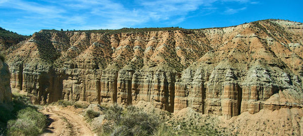 Scenic view of rock formations against sky