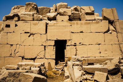 Low angle view of damaged building