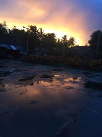 Scenic view of sea at sunset