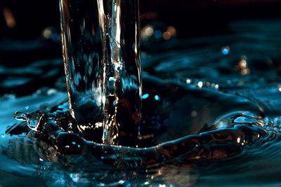 Close-up of drop falling on water surface