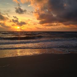 Scenic view of sea at sunset