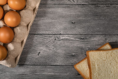 High angle view of bread on table