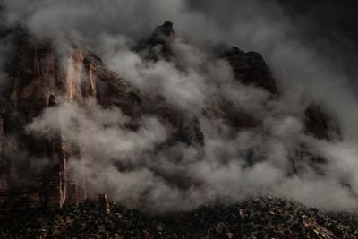 Scenic view of majestic mountains against sky