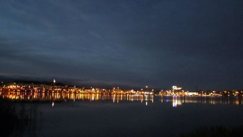 View of illuminated city at night