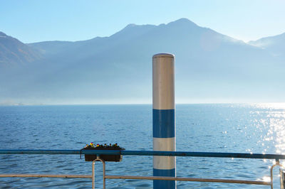 Scenic view of sea against mountains