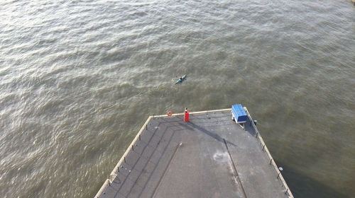 High angle view of pier over sea