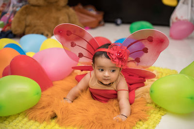 Portrait of cute girl with toy