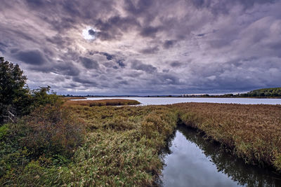 Scenic view of lake against sky