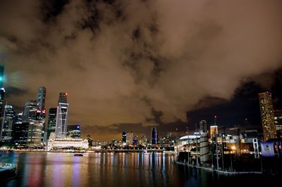 Singapore skyline illuminated at night