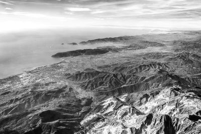 Aerial view of sea against sky
