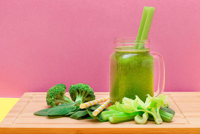 Green vegetables on table