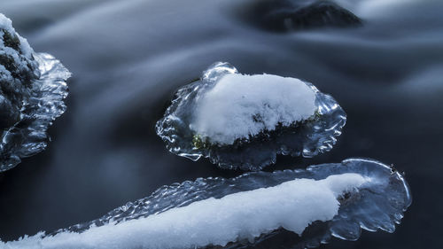 Close-up of frozen water