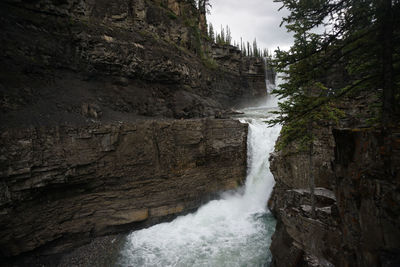 Scenic view of waterfall in forest