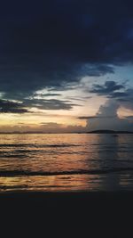 Scenic view of sea against sky at sunset