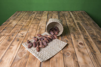 High angle view of food on cutting board