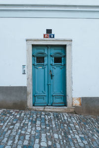 Closed door of building