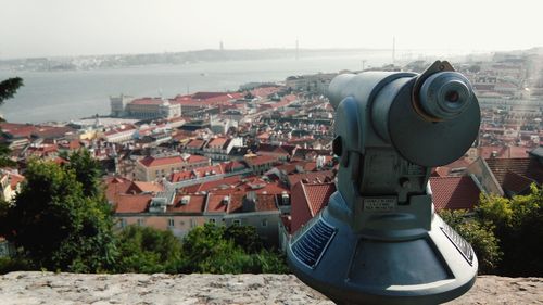 View of cityscape with river in background