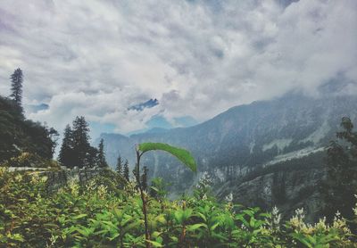 Scenic view of mountains against sky