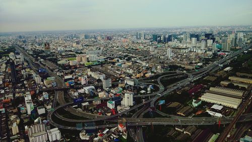 High angle view of cityscape against sky