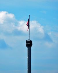 Low angle view of flag against sky