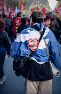 Rear view of man on street