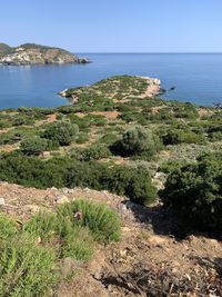 Scenic view of sea against clear sky