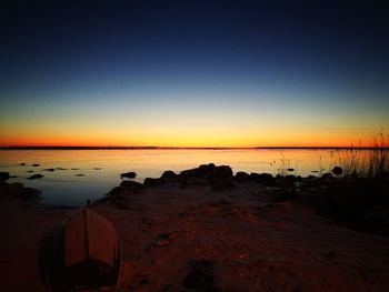 Scenic view of sea against sky at sunset