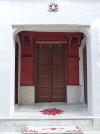 Closed door of old house