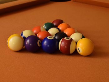 Close-up of multi colored pencils on table