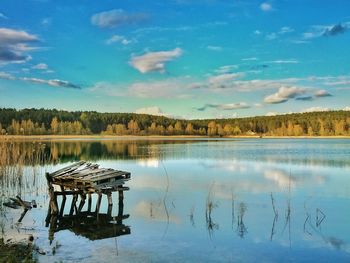 Scenic view of lake against sky