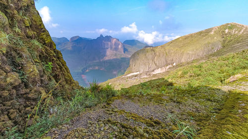 Scenic view of mountains against sky