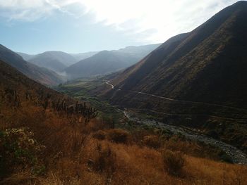 Scenic view of mountains against sky