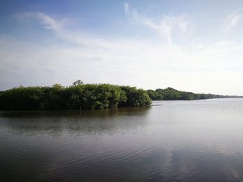 Scenic view of lake against sky