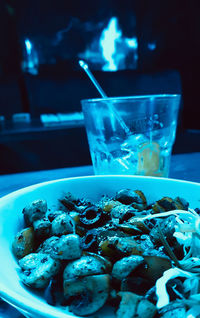 Close-up of drink served on table