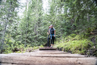 Two female hikers on a trail in the mt. baker wilderness