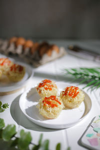 Close-up of food on table