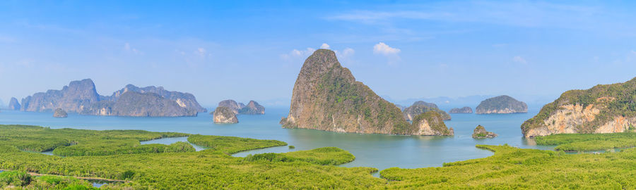 Magnificent phang-nga bay scenery from samet nangshe viewpoint, thailand