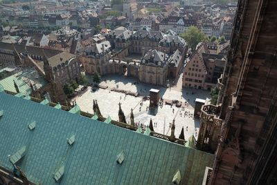 High angle view of city buildings