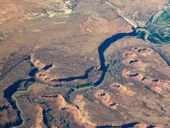 High angle view of cracked land