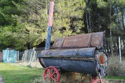 Old truck on field