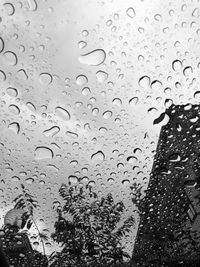 Close-up of water drops on glass