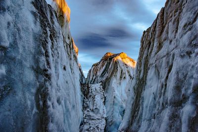 Scenic view of snow covered mountain against sky