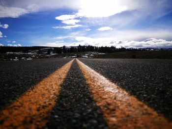 Surface level of road against sky
