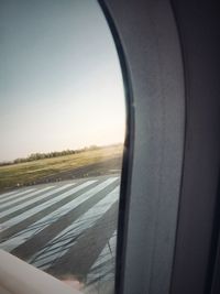 View of sky seen through airplane window